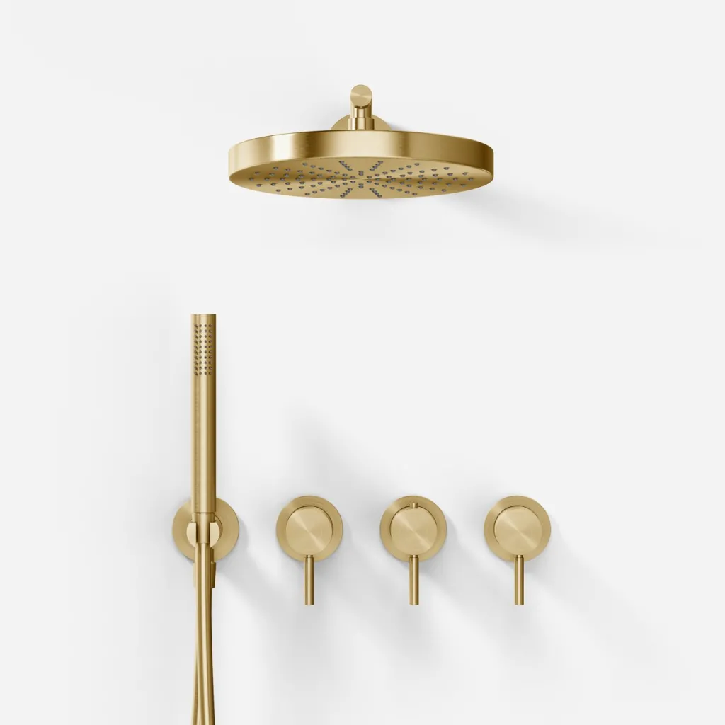 Semplice STB801 S01 - XL Rain DeLuxe SmartTerm Ø24 cm EasyClean, Wall, PVD Brushed Brass