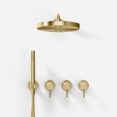 Semplice STB801 S01 - XL Rain DeLuxe SmartTerm Ø24 cm EasyClean, Wall, PVD Brushed Brass