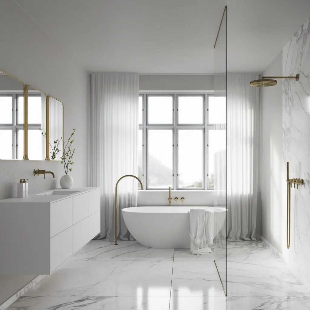 Semplice STB801 S02 - XXL Rain DeLux Ø28 cm, SmartTerm Wall, PVD Brushed Brass