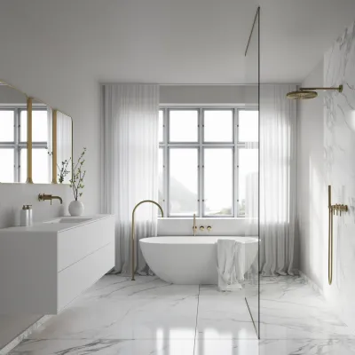 Semplice STB801 S02 - XXL Rain DeLux Ø28 cm, SmartTerm Wall, PVD Brushed Brass