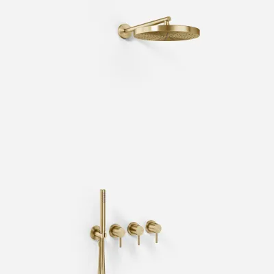 Semplice STB801 S02 - XXL Rain DeLux Ø28 cm, SmartTerm Wall, PVD Brushed Brass