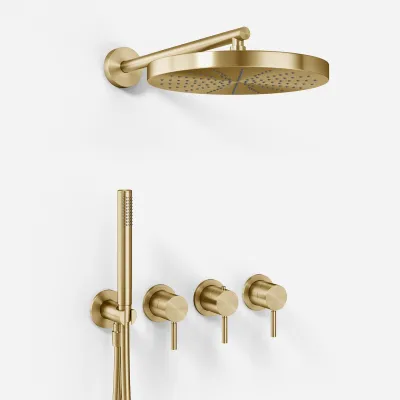 Semplice STB801 S02 - XXL Rain DeLux Ø28 cm, SmartTerm Wall, PVD Brushed Brass
