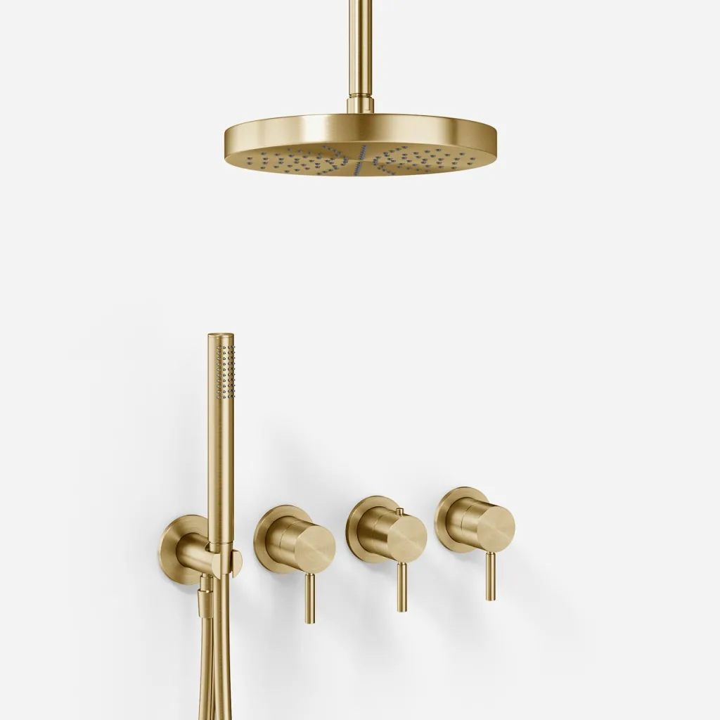 Semplice STB801 S03 - XL Rain DeLux Ø24 cm, SmartTerm, Ceiling, PVD Brushed Brass