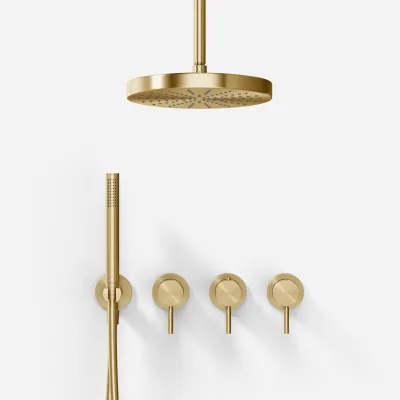 Semplice STB801 S03 - XL Rain DeLux Ø24 cm, SmartTerm, Ceiling, PVD Brushed Brass