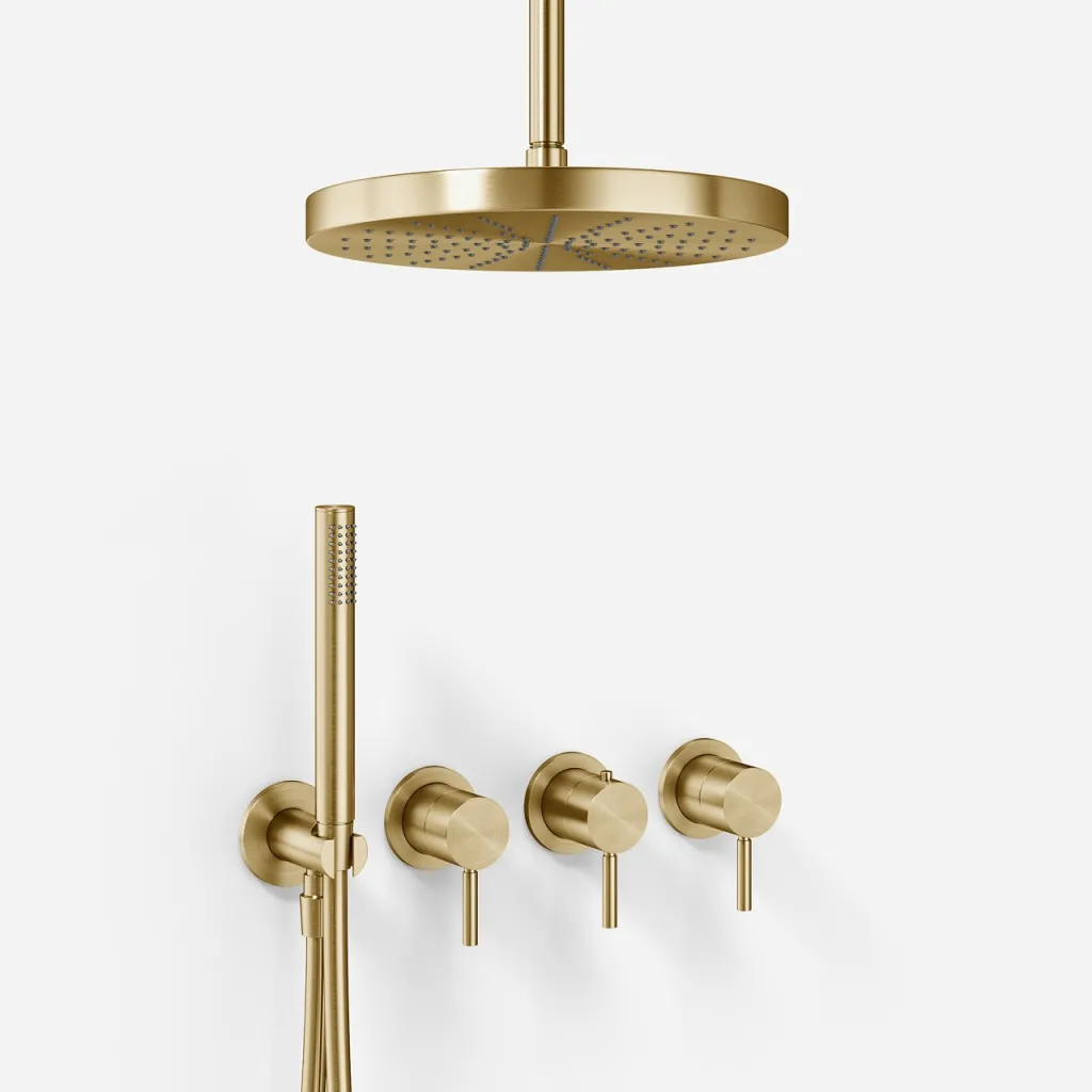 Semplice STB801 S04 - XXL Rain DeLux Ø28 cm, SmartTerm, Ceiling, PVD Brushed Brass