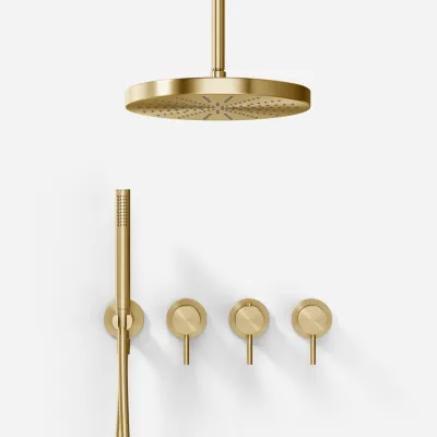 Semplice STB801 S04 - XXL Rain DeLux Ø28 cm, SmartTerm, Ceiling, PVD Brushed Brass