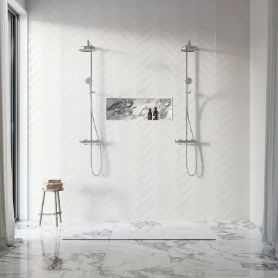 Hassel&Teudt HRL10 S01 - SmartTerm shower rod set w/Ø21 cm. Rain DeLuxe w/EasyClean, Chrome