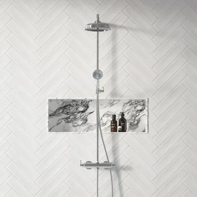 Hassel&Teudt HRL10 S01 - SmartTerm shower rod set w/Ø21 cm. Rain DeLuxe w/EasyClean, Chrome