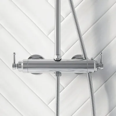 Hassel&Teudt HRL10 S01 - SmartTerm shower rod set w/Ø21 cm. Rain DeLuxe w/EasyClean, Chrome