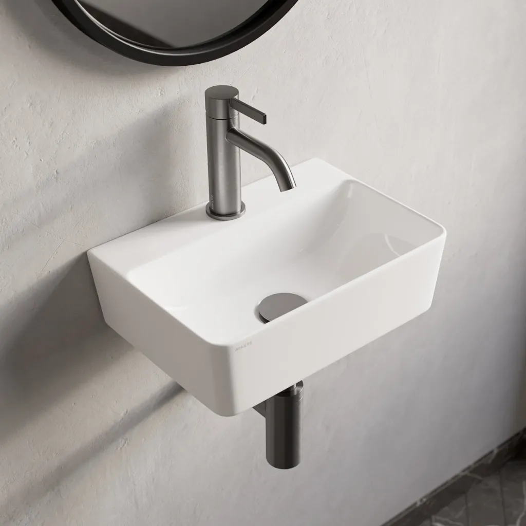 Stilo 365 - 36.5 × 25.5 cm, White porcelain sink 