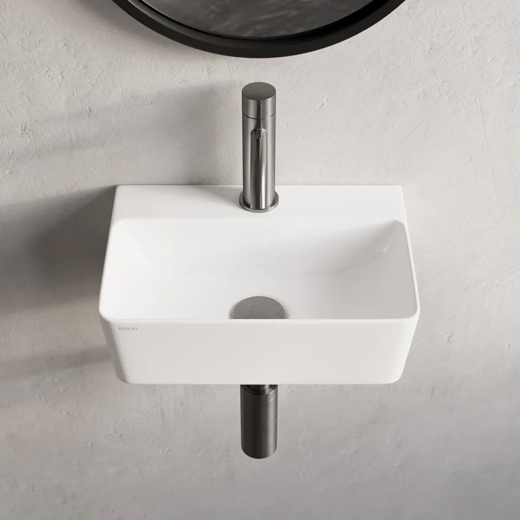 Stilo 365 - 36.5 × 25.5 cm, White porcelain sink 