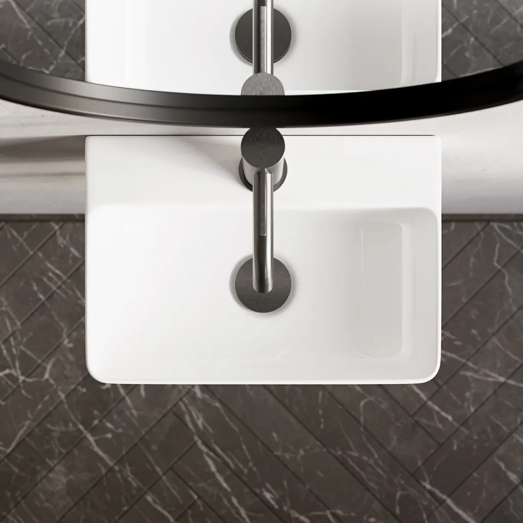 Stilo 365 - 36.5 × 25.5 cm, White porcelain sink 