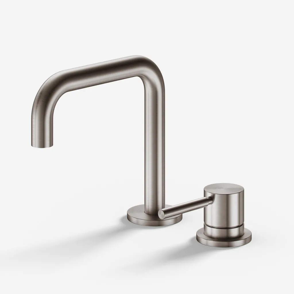 Semplice SHV405 S02 - Washbasin mixer with fixed spout, PVD Brushed Steel