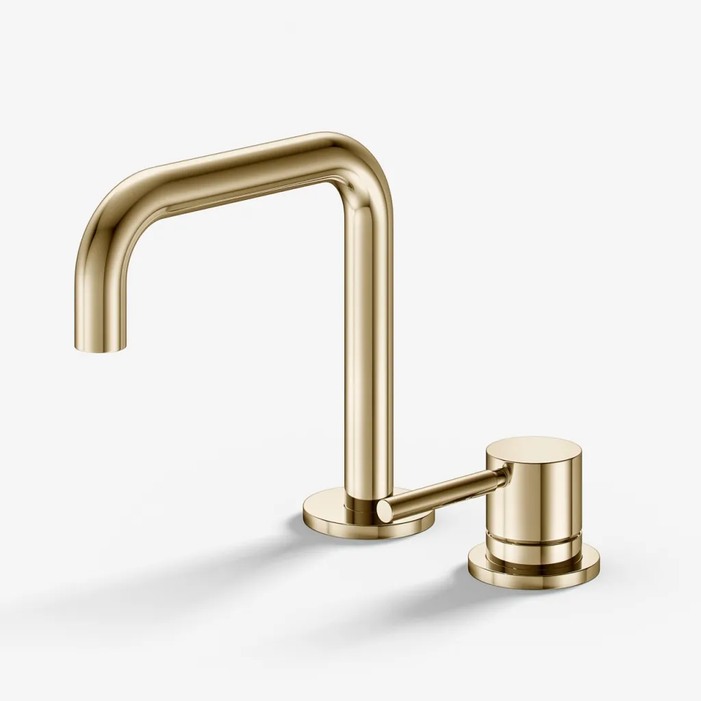 Semplice SHV405 S02 - Washbasin mixer with fixed spout, Polished Brass Natural