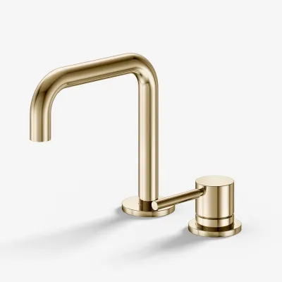 Semplice SHV405 S02 - Washbasin mixer with fixed spout, Polished Brass Natural