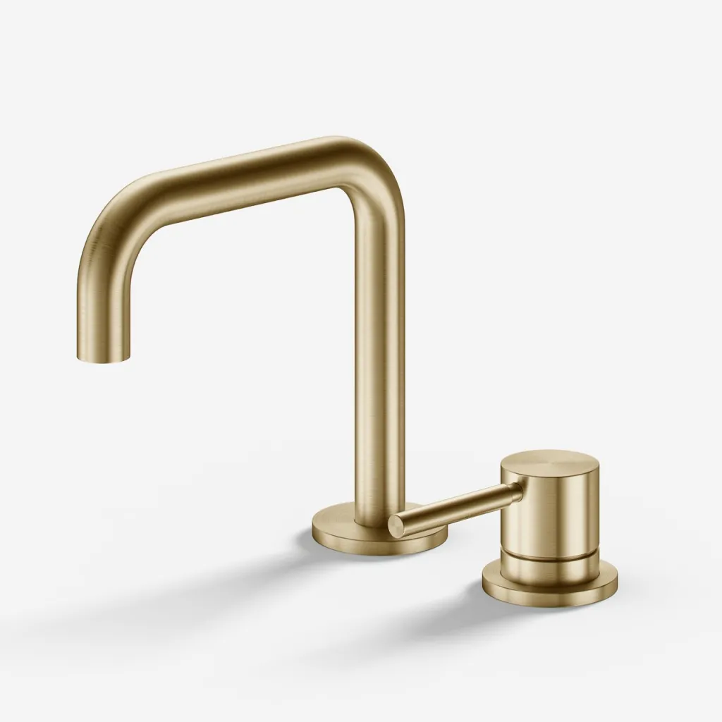 Semplice SHV405 S02 - Washbasin mixer with fixed spout, PVD Brushed Brass