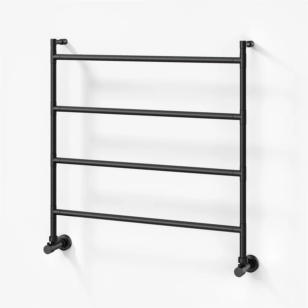Vetro Nostromo 482/4 - 80x80, Waterborne Towel Rail, Matte Black