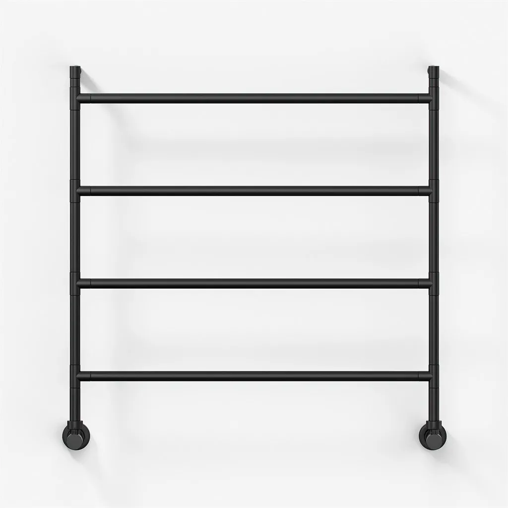 Vetro Nostromo 482/4 - 80x80, Waterborne Towel Rail, Matte Black