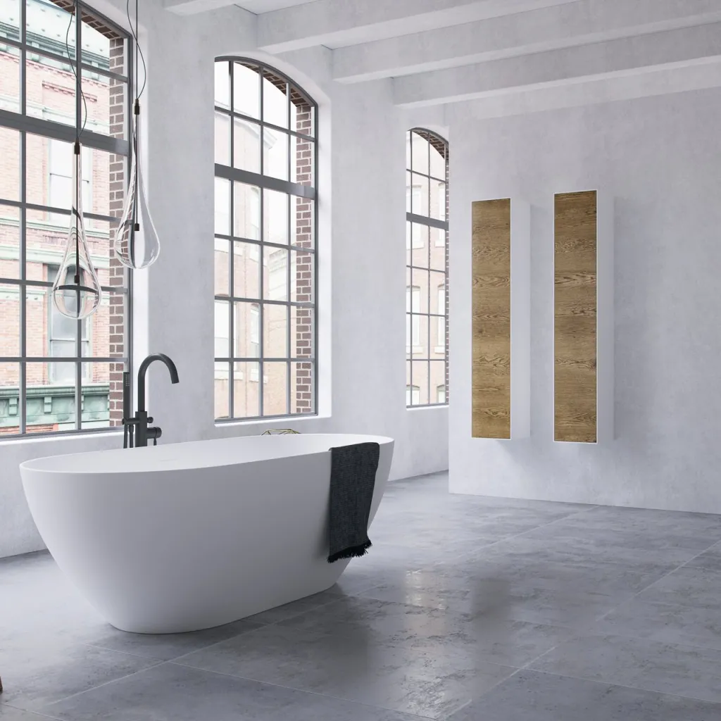 Copenhagen Chic CC3530 - Tall cabinet in Mattvid Corian® & Raw Wild Oak