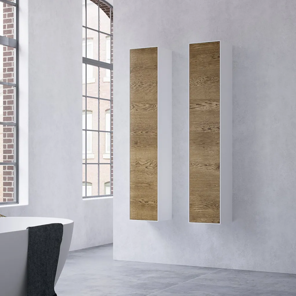 Copenhagen Chic CC3530 - Tall cabinet in Mattvid Corian® & Raw Wild Oak
