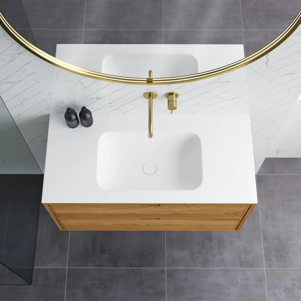 CPH Tapwork Soft 100 - MKII, Cabinetry in Natural Oak including Matt white SolidTec sink