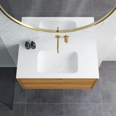 CPH Tapwork Soft 100 - MKII, Cabinetry in Natural Oak including Matt white SolidTec sink