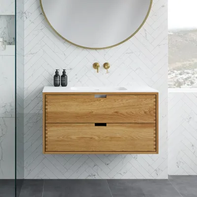 CPH Tapwork Soft 100 - MKII, Cabinetry in Natural Oak including Matt white SolidTec sink