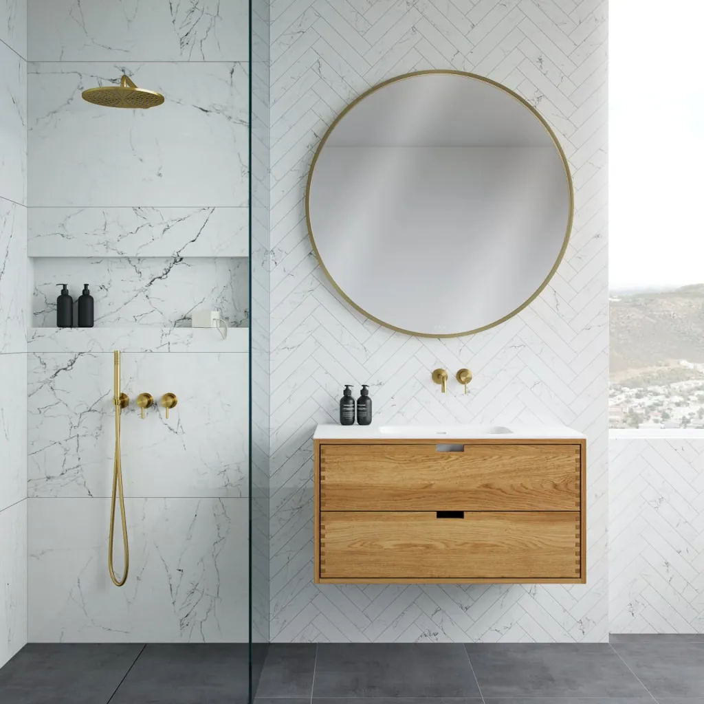 CPH Tapwork Soft 100 - MKII, Cabinetry in Natural Oak including Matt white SolidTec sink