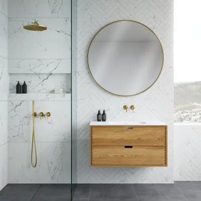 CPH Tapwork Soft 100 - MKII, Cabinetry in Natural Oak including Matt white SolidTec sink