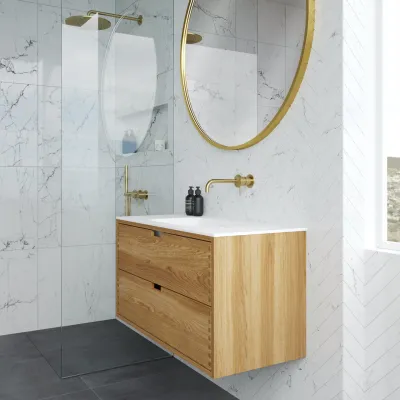 CPH Tapwork Soft 100 - MKII, Cabinetry in Natural Oak including Matt white SolidTec sink