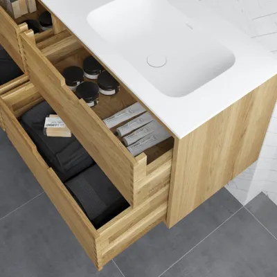 CPH Tapwork Soft 140L - MKII, Cabinetry in Natural Oak including Matt white SolidTec sink