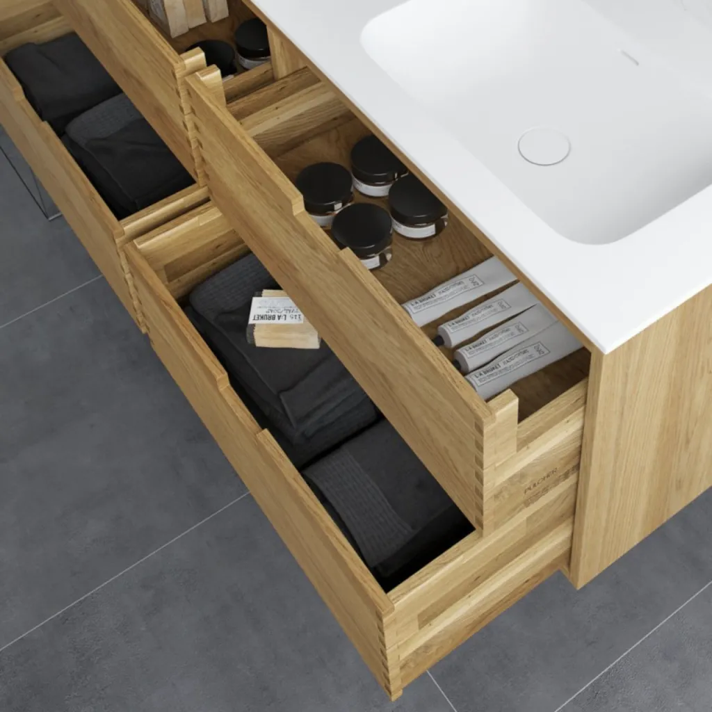 CPH Tapwork Soft 140R - MKII, Cabinetry in Natural Oak including Matt white SolidTec sink