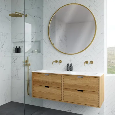 CPH Tapwork Soft 140D - MKII, Finger-Tapped Cabinetry in Natural Oak including Mathvid SolidTec® Sink