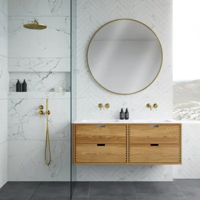 CPH Tapwork Soft 140D - MKII, Finger-Tapped Cabinetry in Natural Oak including Mathvid SolidTec® Sink