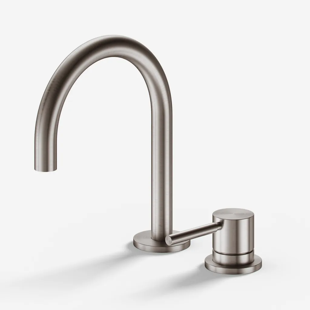 Semplice SHV405 S01 - Basin mixer with fixed Ø spout, PVD Brushed Steel