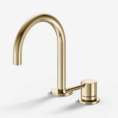 Semplice SHV405 S01 - Basin mixer with fixed Ø spout, Polished Brass Natural