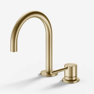 Semplice SHV405 S01 - Basin mixer with fixed Ø spout, PVD Brushed Brass
