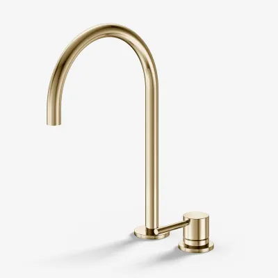 Semplice SHV405 S03 - Kitchen mixer with swivel spout, Polished Brass Natural