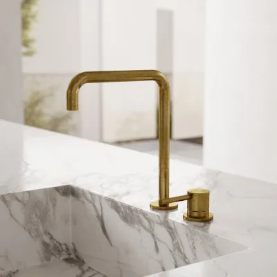 Semplice SHV405 S04 - Kitchen mixer with swivel spout, Polished Brass Natural