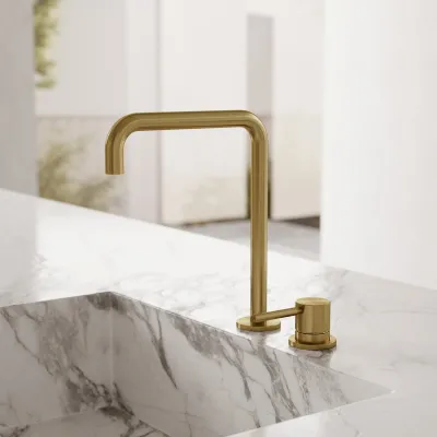 Semplice SHV405 S04 - Kitchen mixer with swivel spout, PVD Brushed Brass
