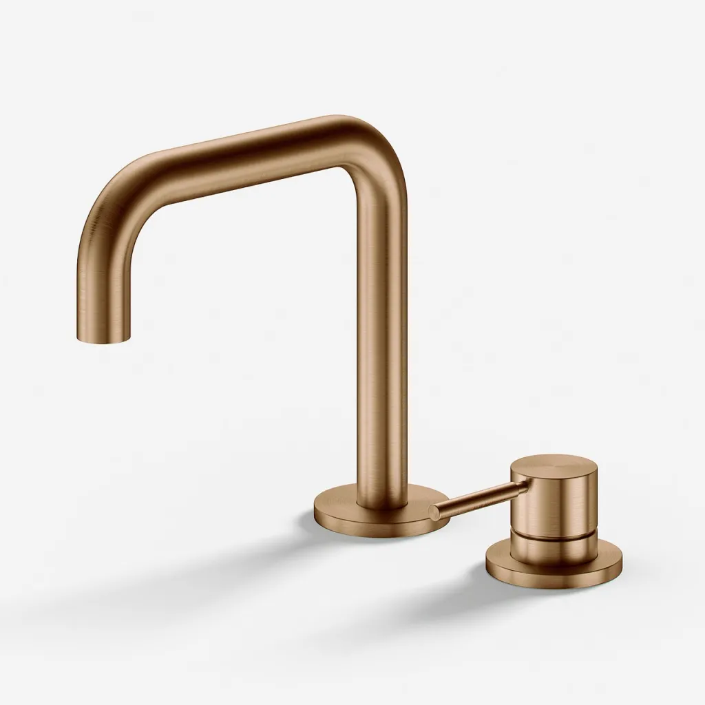 Semplice SHV505 S02 - Basin mixer with fixed spout, PVD Brushed Copper