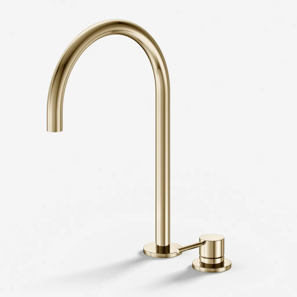 Semplice SHV505 S03 - Kitchen mixer with swivel spout, Polished Brass Natural