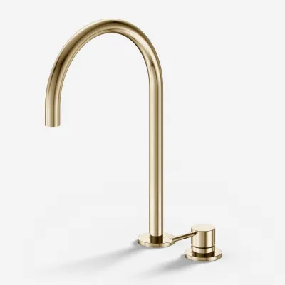 Semplice SHV505 S03 - Kitchen mixer with swivel spout, Polished Brass Natural