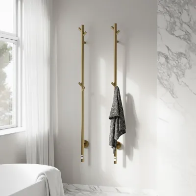 Pulcher® Style PS14 - Electric Towel Warmer w/Timer, PVD Brushed Brass