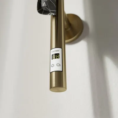 Pulcher® Style PS14 - Electric Towel Warmer w/Timer, PVD Brushed Brass