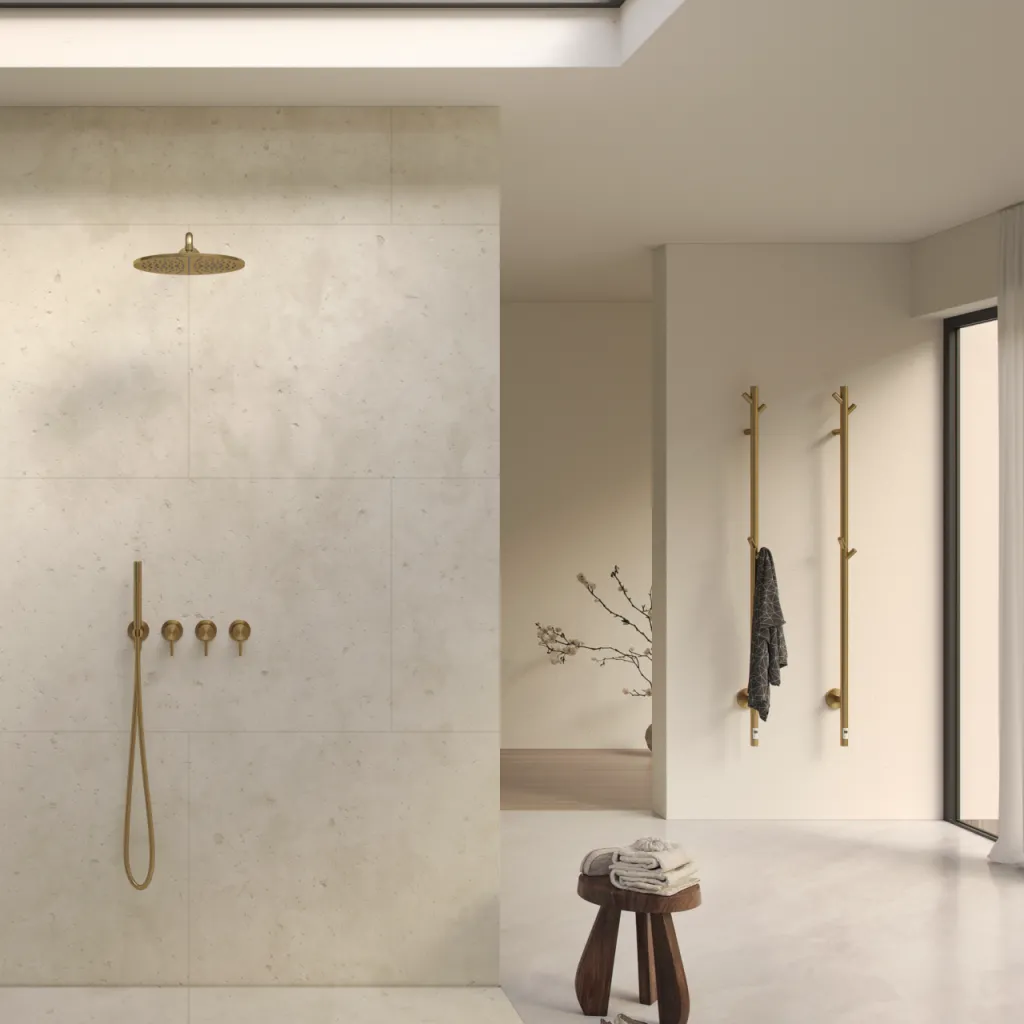 Pulcher® Style PS14 - Electric Towel Warmer w/Timer, PVD Brushed Brass