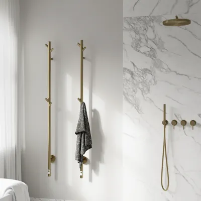 Pulcher® Style PS14 - Electric Towel Warmer w/Timer, PVD Brushed Brass