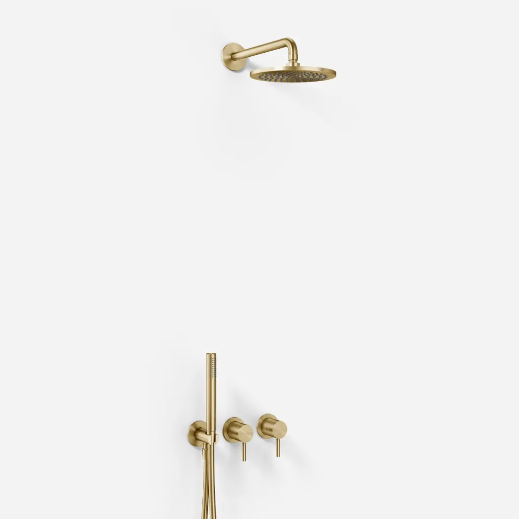 Semplice SBR801 S05 - Shower set Rain DeLuxe Ø20 cm, Wall, PVD Brushed Brass