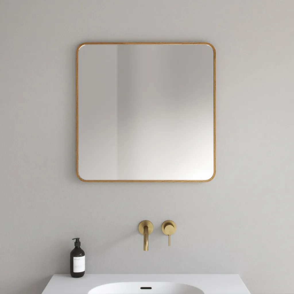 Noorwork NM6060 - 60x60 cm, Carpenter Wooden frame mirror in oiled Oak
