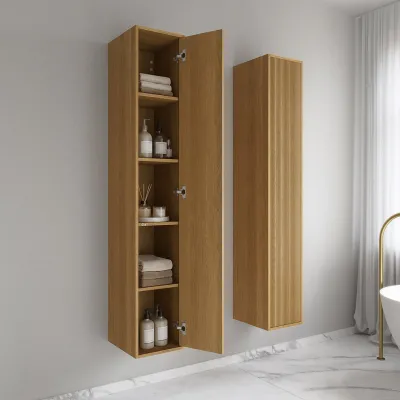 Noorwork NHC3317 - 30x35x170 cm, Carpenter's high cabinet in Natural Oak 